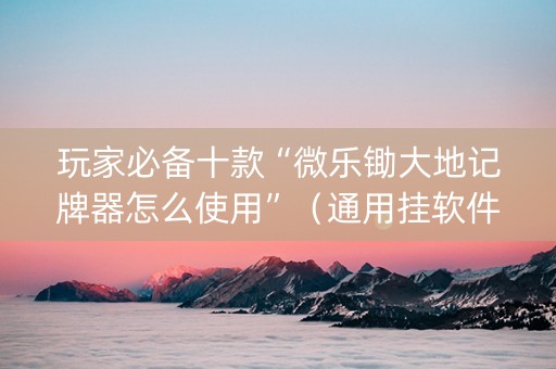 玩家必备十款“微乐锄大地记牌器怎么使用”（通用挂软件多少钱)