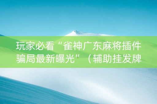 玩家必看“雀神广东麻将插件骗局最新曝光”（辅助挂发牌规律)
