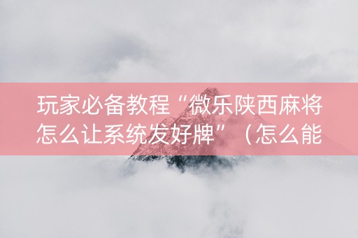 玩家必备教程“微乐陕西麻将怎么让系统发好牌”（怎么能让牌好一点)