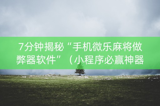 7分钟揭秘“手机微乐麻将做弊器软件”（小程序必赢神器)