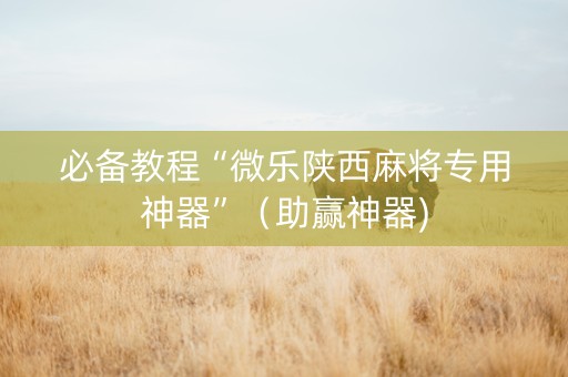 必备教程“微乐陕西麻将专用神器”（助赢神器)