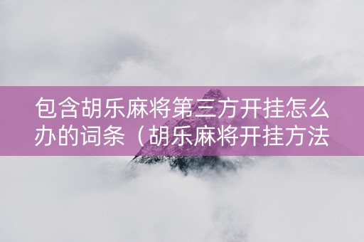包含胡乐麻将第三方开挂怎么办的词条（胡乐麻将开挂方法）