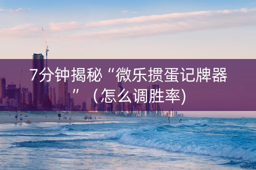 7分钟揭秘“微乐掼蛋记牌器”（怎么调胜率)