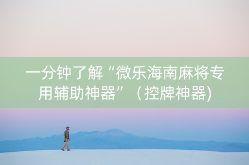 一分钟了解“微乐海南麻将专用辅助神器”（控牌神器)