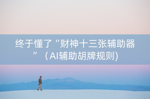 终于懂了“财神十三张辅助器”（AI辅助胡牌规则)