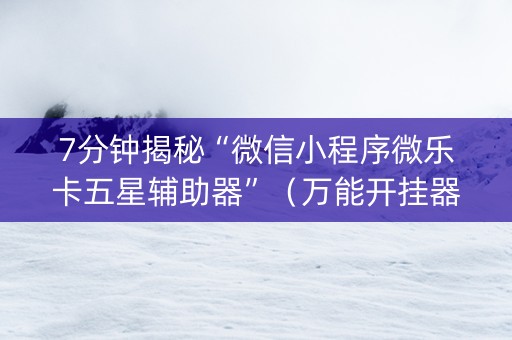 7分钟揭秘“微信小程序微乐卡五星辅助器”（万能开挂器)