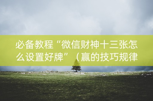 必备教程“微信财神十三张怎么设置好牌”（赢的技巧规律)