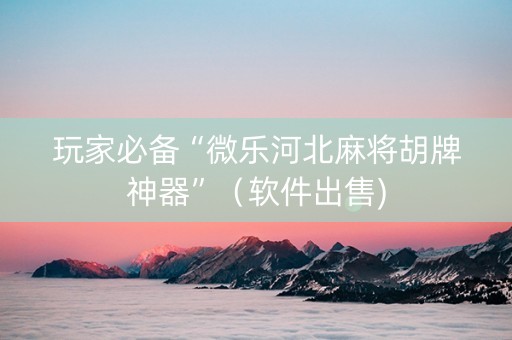 玩家必备“微乐河北麻将胡牌神器”（软件出售)