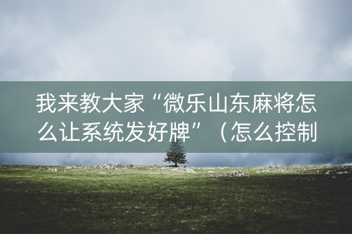 我来教大家“微乐山东麻将怎么让系统发好牌”（怎么控制输赢)