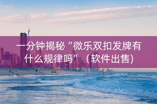 一分钟揭秘“微乐双扣发牌有什么规律吗”（软件出售)