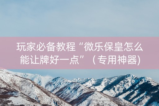 玩家必备教程“微乐保皇怎么能让牌好一点”（专用神器)