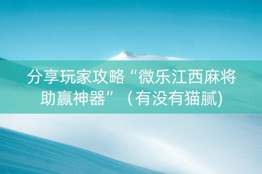 分享玩家攻略“微乐江西麻将助赢神器”（有没有猫腻)