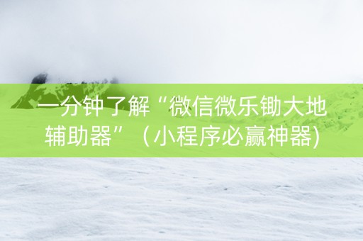 一分钟了解“微信微乐锄大地辅助器”（小程序必赢神器)