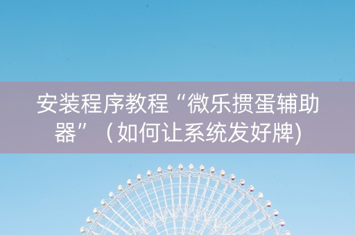 安装程序教程“微乐掼蛋辅助器”（如何让系统发好牌)