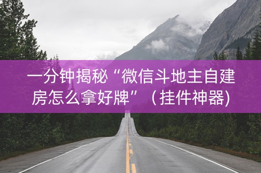 一分钟揭秘“微信斗地主自建房怎么拿好牌”（挂件神器)