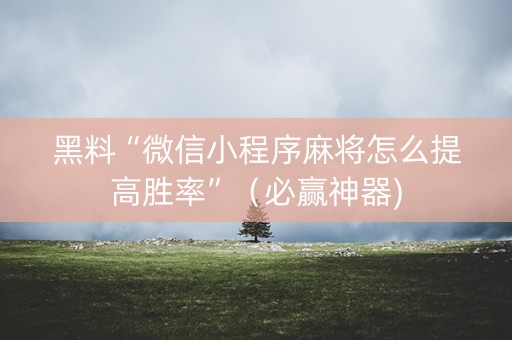 黑料“微信小程序麻将怎么提高胜率”（必赢神器)