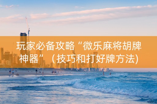 玩家必备攻略“微乐麻将胡牌神器”（技巧和打好牌方法)