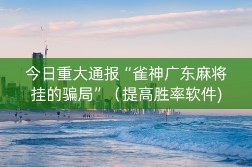 今日重大通报“雀神广东麻将挂的骗局”（提高胜率软件)