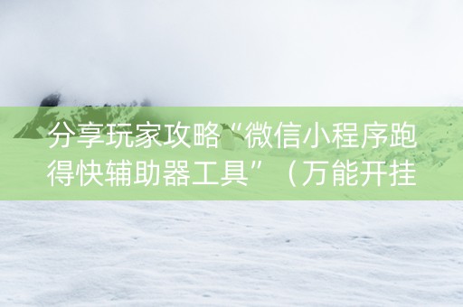 分享玩家攻略“微信小程序跑得快辅助器工具”（万能开挂器)