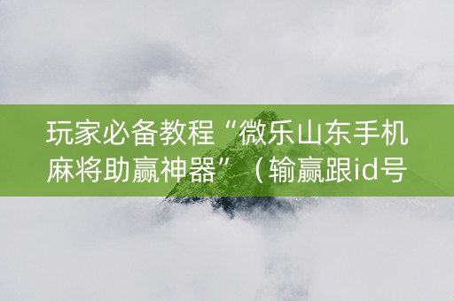 玩家必备教程“微乐山东手机麻将助赢神器”（输赢跟id号有关系吗)