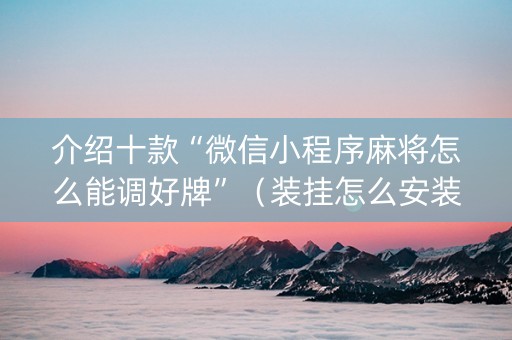 介绍十款“微信小程序麻将怎么能调好牌”（装挂怎么安装)