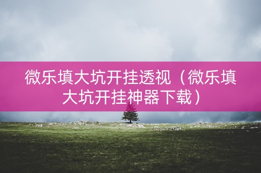 微乐填大坑开挂透视（微乐填大坑开挂神器下载）