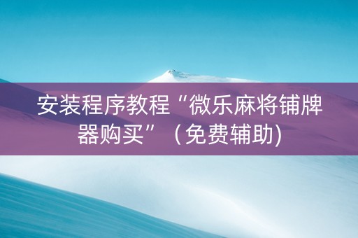 安装程序教程“微乐麻将铺牌器购买”（免费辅助)