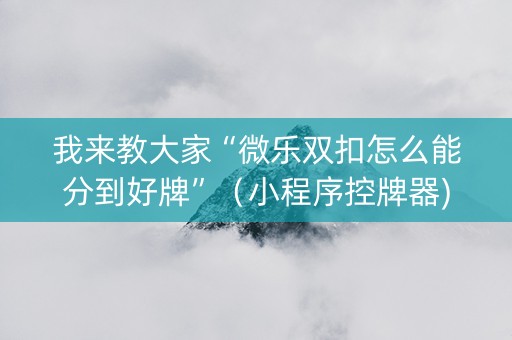 我来教大家“微乐双扣怎么能分到好牌”（小程序控牌器)