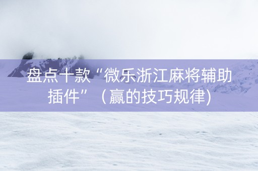 盘点十款“微乐浙江麻将辅助插件”（赢的技巧规律)