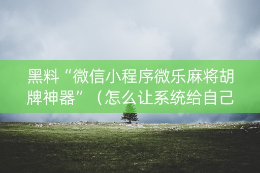黑料“微信小程序微乐麻将胡牌神器”（怎么让系统给自己好牌)