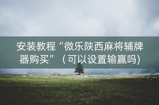安装教程“微乐陕西麻将辅牌器购买”（可以设置输赢吗)