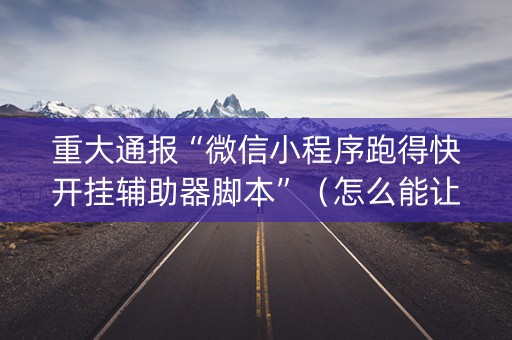 重大通报“微信小程序跑得快开挂辅助器脚本”（怎么能让牌好一点)
