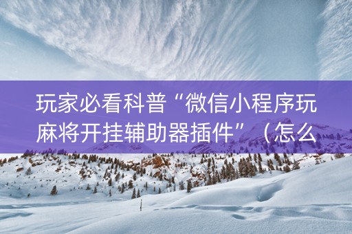 玩家必看科普“微信小程序玩麻将开挂辅助器插件”（怎么让系统给自己好牌)
