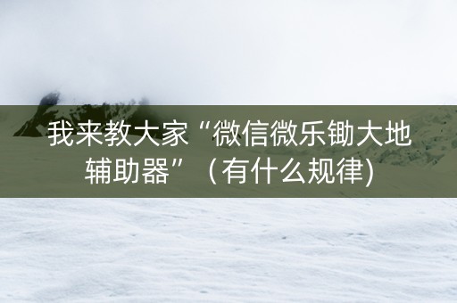 我来教大家“微信微乐锄大地辅助器”（有什么规律)