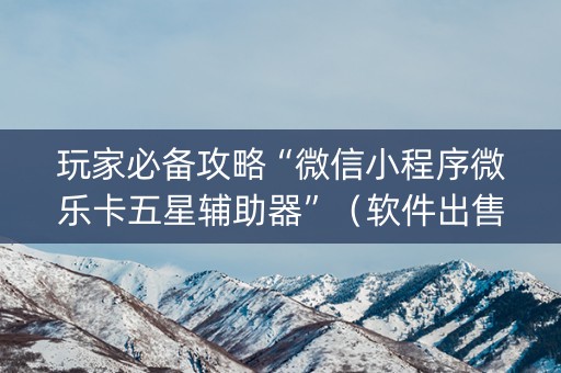 玩家必备攻略“微信小程序微乐卡五星辅助器”（软件出售)