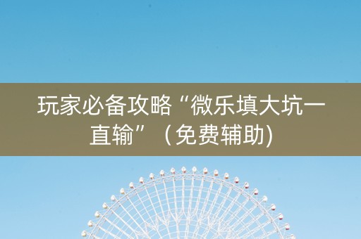 玩家必备攻略“微乐填大坑一直输”（免费辅助)
