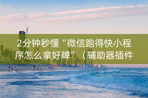 2分钟秒懂“微信跑得快小程序怎么拿好牌”（辅助器插件)