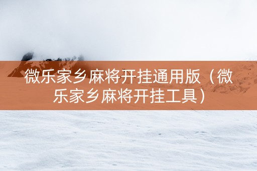 微乐家乡麻将开挂通用版（微乐家乡麻将开挂工具）