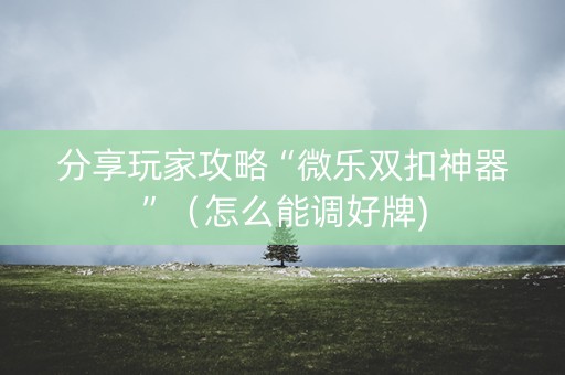分享玩家攻略“微乐双扣神器”（怎么能调好牌)