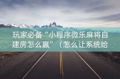 玩家必备“小程序微乐麻将自建房怎么赢”（怎么让系统给自己好牌)