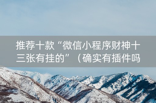 推荐十款“微信小程序财神十三张有挂的”（确实有插件吗)