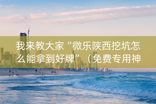 我来教大家“微乐陕西挖坑怎么能拿到好牌”（免费专用神器)