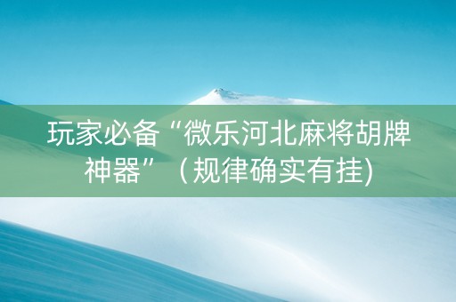 玩家必备“微乐河北麻将胡牌神器”（规律确实有挂)