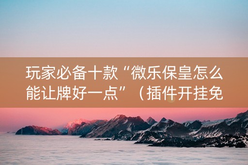 玩家必备十款“微乐保皇怎么能让牌好一点”（插件开挂免费AI)
