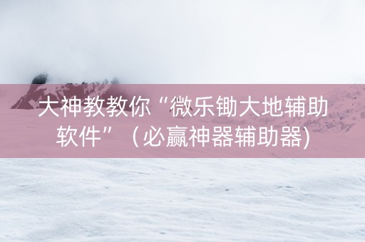 大神教教你“微乐锄大地辅助软件”（必赢神器辅助器)