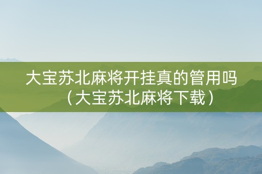 大宝苏北麻将开挂真的管用吗（大宝苏北麻将下载）