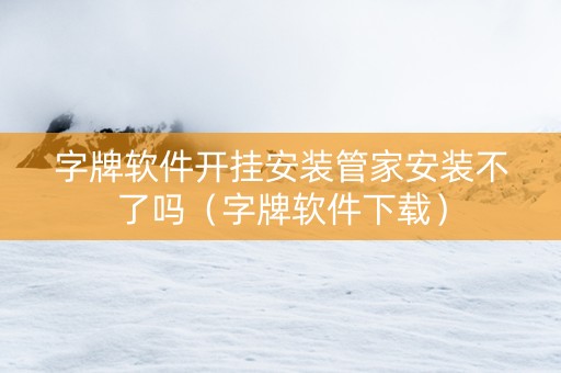 字牌软件开挂安装管家安装不了吗（字牌软件下载）