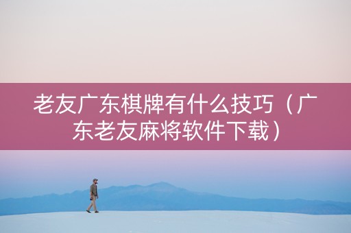 老友广东棋牌有什么技巧（广东老友麻将软件下载）