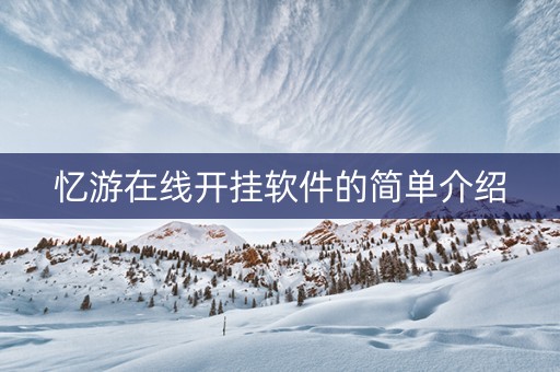忆游在线开挂软件的简单介绍