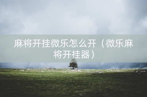 麻将开挂微乐怎么开（微乐麻将开挂器）